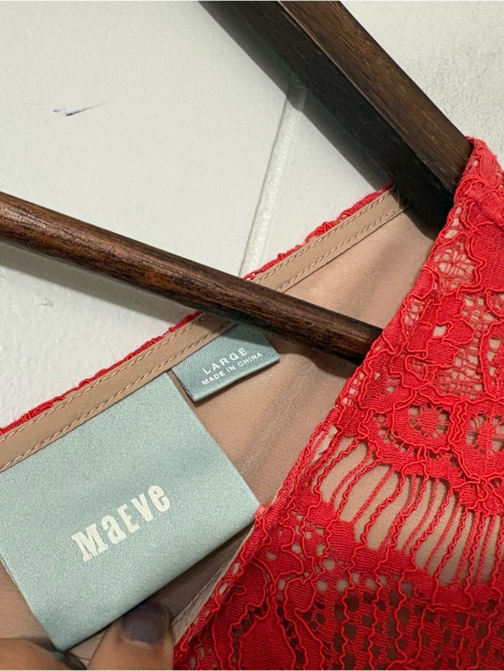 Maeve Anthropologie Katrine Lace Peplum Top Red Cap Sleeve Boho Size L - Picture 4 of 10